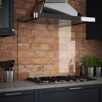 Clear Glass Splashback With Brushed Caps 900 x 700 x 6mm
