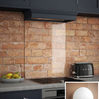 Clear Glass Splashback With Satin Chrome Caps 600 x 700 x 6mm