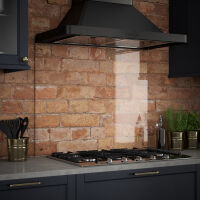 Clear Glass Splashback With Brass Caps 900 x 700 x 6mm