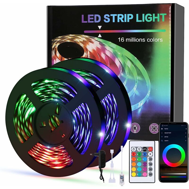 Lepro Ruban LED 10M, Bande LED Connectée WiFi, LED Chambre RGB Multicolore,  Commande Vocal, APP Contrôle, Compatible avec Alexa,279 - Cdiscount Maison