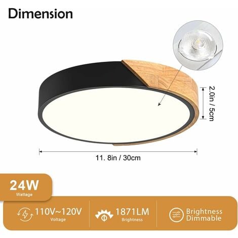 Plafonnier LED 72 W réglable avec télécommande en bois Harald