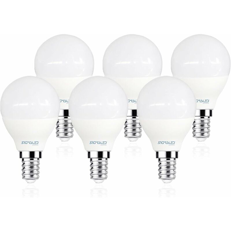 PACK 6 PEZZI Lampadina LED E14 4W (equivalente 30W) - Luce bianca naturale  4000K - 360 lumen - Classe energetica A+ - Attacco piccolo E14 - Mini GLOBO  P45