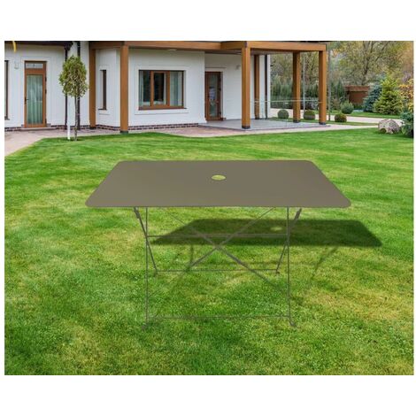 Table de jardin pliante 110x70x71 cm en métal kaki