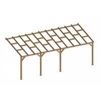 Toit Couv'Terrasse® en bois 3x6,8 m - Sans toit polycarbonate