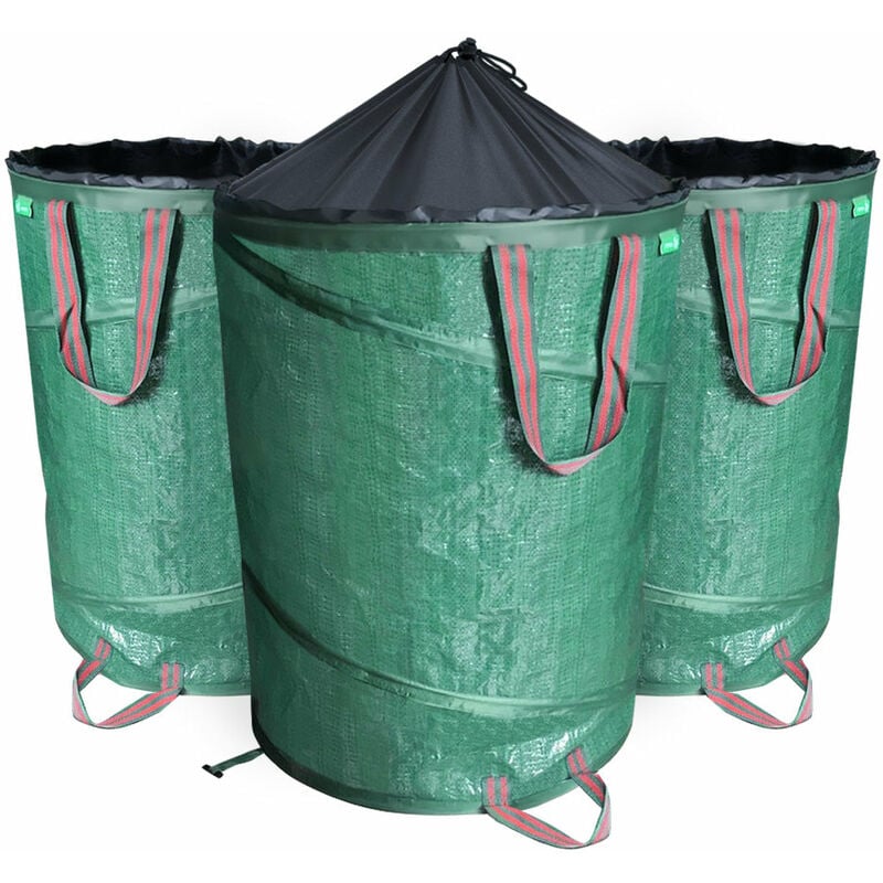 2x 170 litres Pop-Up Sac à déchets de jardin vert autoportant