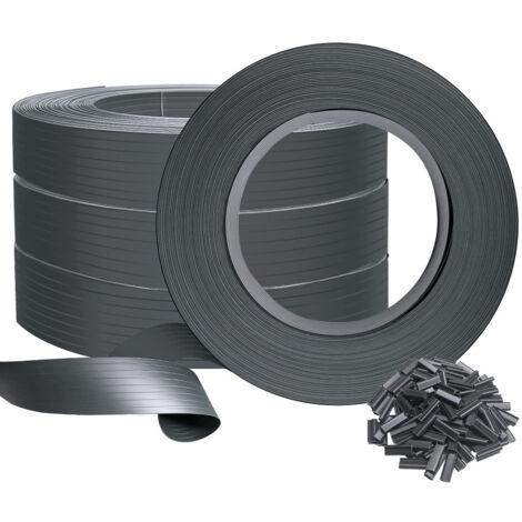 Kit de lamelles occultantes PVC brise vue 300m x 4.7cm avec 600 clips Gris