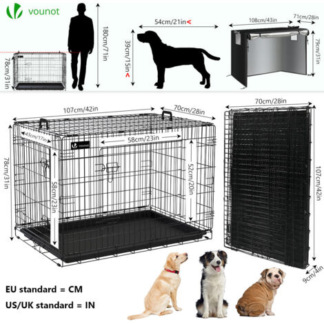 Cage pour chien animaux cage en bois MDF classe E1 3 portes