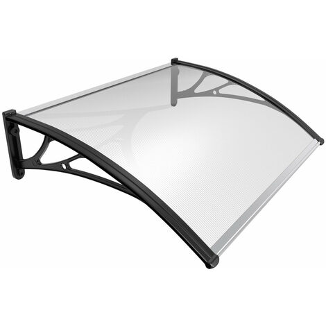 Vounot – Auvent de porte 120x80cm – Polycarbonate transparent 6mm – Anti-UV – Cadre aluminium robuste – Installation facile