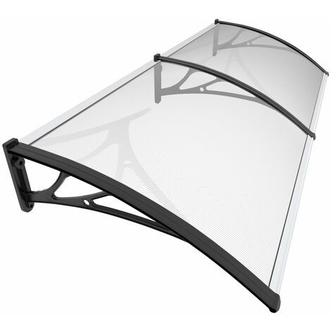 Vounot – Marquise auvent de porte 200x80cm – Polycarbonate 6mm résistant aux chocs – Cadre en PPO avec renforts aluminium – Protection UV et intempéries