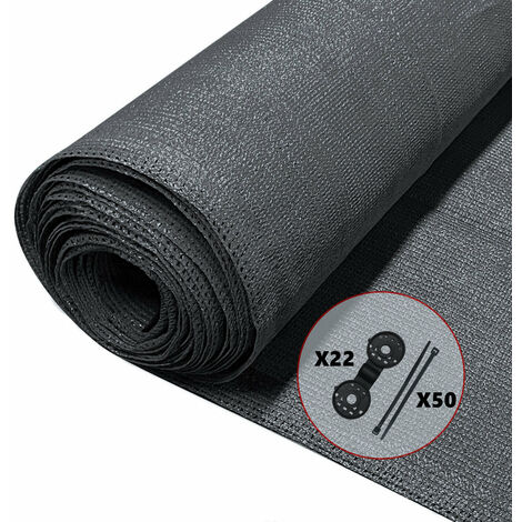 Vounot – Brise vue occultant 90g/m² 1x10m – HDPE résistant aux intempéries – Taux d’occultation 75% – Accessoires de fixation inclus - HDPE 90 G