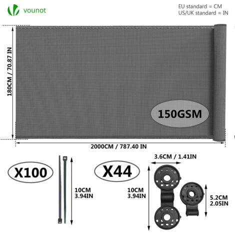 Brise Vue Occultant HDPE Vert 1.5x10m - 150g/m² Avec Attaches Et Clips - Protection UV