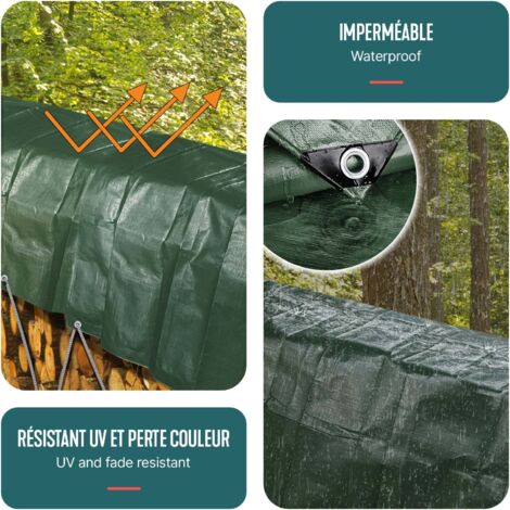 Bâche De Protection NOOR 3x4 M - 140 G/m², Vert Avec œillets - Neuf