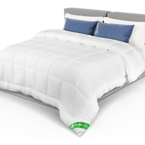 Couette tempérée 220x240cm 300gsm blanc - Couette chaude douce respirante en microfibre - Certifiée Oeko-Tex