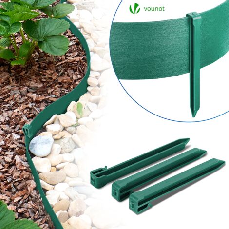 Bordure De Jardin Flexible VOUNOT® 40 M, Hauteur 5 Cm, Avec 80 Piquets D'ancrage - En PVC, Marron, Pour Pelouse, Allées, Massifs