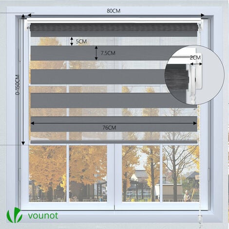 Store enrouleur jour nuit double 80x150cm Gris