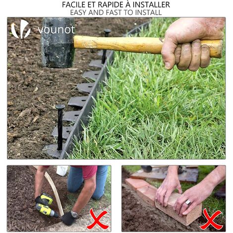 Bordure de jardin plastique flexible 20m avec 60 piquets gris