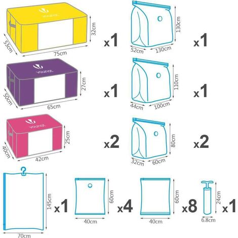 6 Sacs De Rangement Sous Vide 40x60 Cm - Réutilisables - Gain De Place Vêtements, Couettes - Pour Voyage