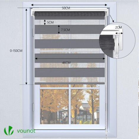 Store enrouleur jour nuit double 50x150cm Gris