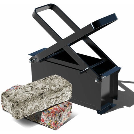 Relaxdays Presse briquette de papier, acier pour blocs, manuel, comprimer,  HlP 12x26x9cm, noir