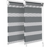 Vounot – Lot de 2 stores enrouleurs jour-nuit 45x150cm – Installation sans perçage – Tissu polyester résistant à l’humidité – Gris