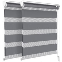 Vounot – Lot de 2 stores enrouleurs jour-nuit 90x150cm – Montage sans perçage – Tissu 100% polyester – Obscurcissement et protection vie privée