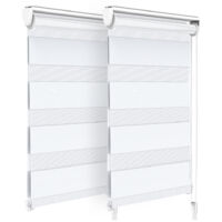 Vounot – Store enrouleur jour-nuit 45x150cm – Montage sans perçage – Tissu 100% polyester – 2 niveaux de transparence – Blanc