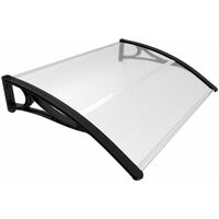 Vounot – Marquise auvent de porte d'entrée 120x80cm – Polycarbonate 6mm résistant aux chocs – Support en aluminium – Protection anti-UV