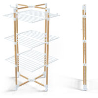 Vounot – Séchoir à linge pliable 3 niveaux – 25m de séchage – Dimensions 98x69x136 cm – Structure en métal avec revêtement PVC imitation bois