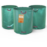 Vounot – Lot de 3 sacs à déchets 500L – Capacité 60kg – 3 poignées renforcées – Polypropylène 150g/m² – Réutilisables et résistants