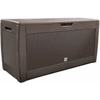 Coffre de Rangement Exterieur 310L  en PP 119x48x60CM Style Polyrotin Marron