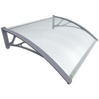 Vounot – Marquise auvent de porte 120x80cm – Polycarbonate 6mm résistant aux UV et chocs – Cadre en PPO et aluminium renforcé – Installation facile