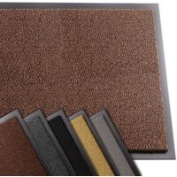Vounot – Tapis de porte rectangulaire 60x90cm – Antidérapant, lavable, imperméable – Polypropylène et vinyle – Marron-Noir