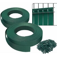 Kit de lamelles occultantes PVC brise vue 150m x 4.7cm avec 300 clips Vert