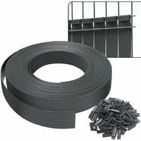 Kit de lamelles occultantes PVC brise vue 75m x 4.7cm avec 150 clips Gris