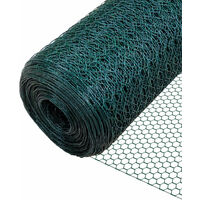 Vounot – Grillage souple métallique gainé PVC vert 1x50M – Maille fine 25mm – Pour enclos volaille et petits animaux – Résistant à la rouille