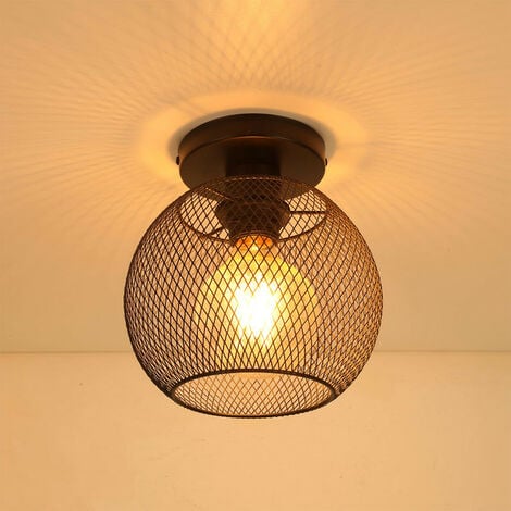 Vintage Deckenlampe, Industrial Design Retro Iron Cage E27 Sockel  Deckenleuchte, Rustikal Stil Käfig Kronleuchter, Lampenschirm aus