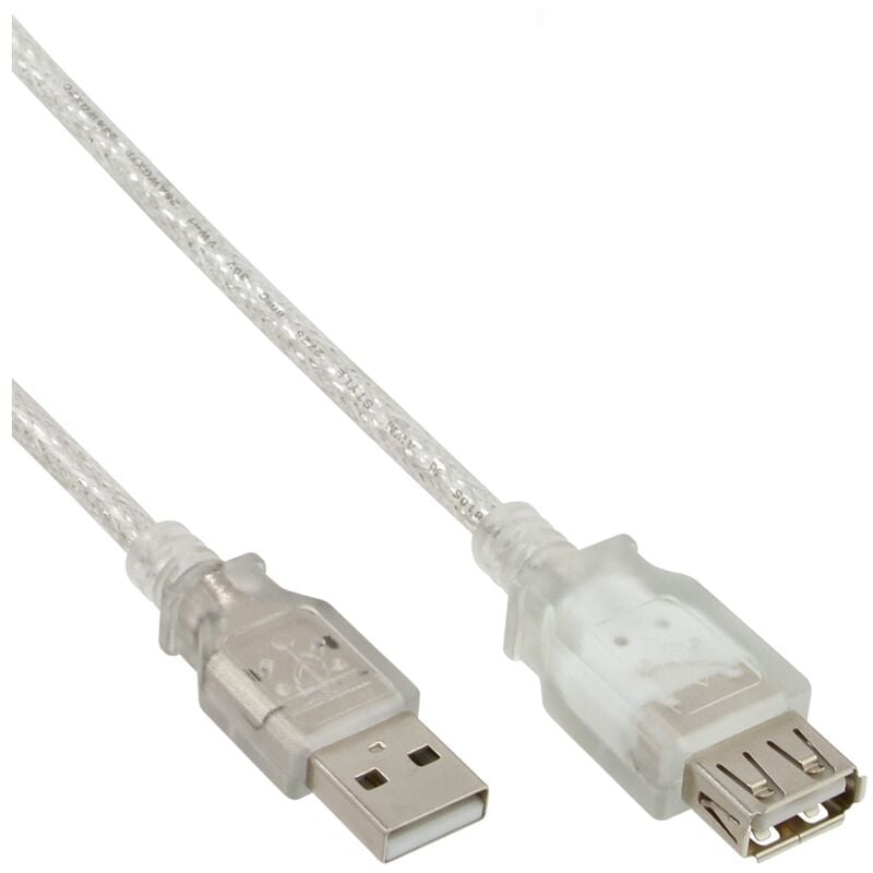 InLineÂ® Cavo USB 2.0 A maschio / A femmina, 1,8m, prolunga, trasparente