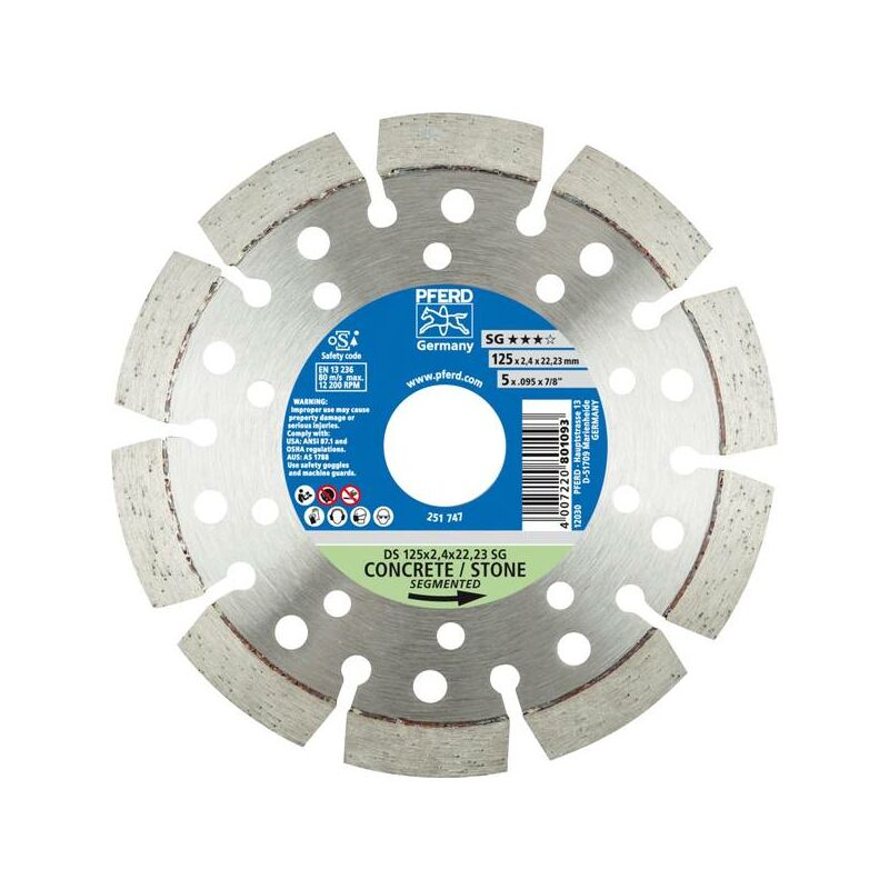 PFERD 68000042 Ds Sg Disco diamantato Diametro 125 mm Ø foro 22.23 mm 1 pz.