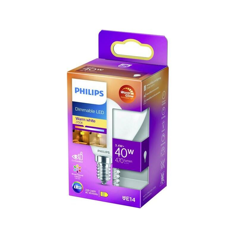 Philips Lighting 871951432447300 LED (monocolore) ERP D (A - G) E14 Forma  di goccia 3.4 W 40