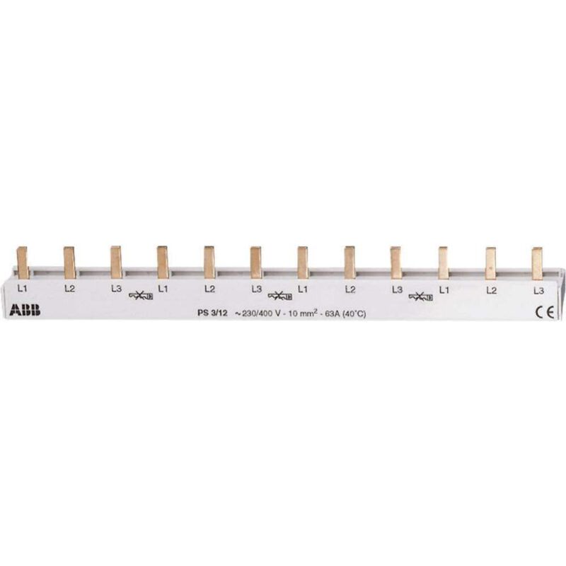 Unitec 40021L Guida Di Fase A 3 Pioli, Lunghezza 210 Mm, Sezione 10 Mm², Isolata, Per 12 Moduli, Tipo Forchetta, CE