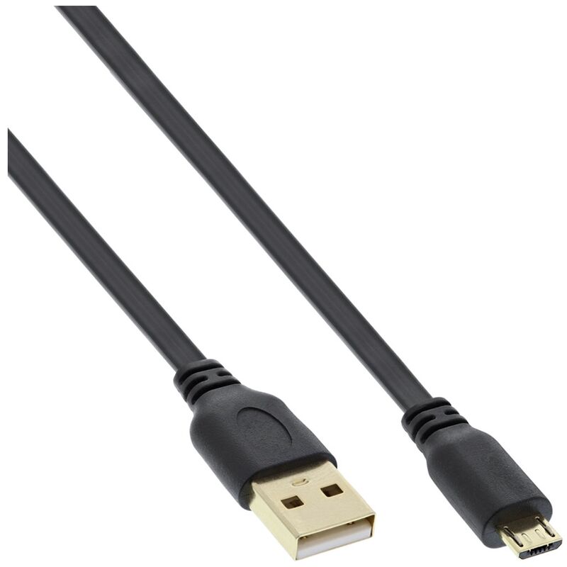 InLineÂ® Cavo USB 2.0 Micro, A maschio / Micro B maschio, 3m, Piatto, dorato