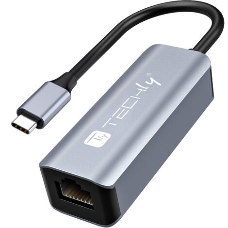 TECHLY Adattatore Convertitore USB-C&trade 3.0 a RJ45 Gigabit Nero /  Argento 0,15 m