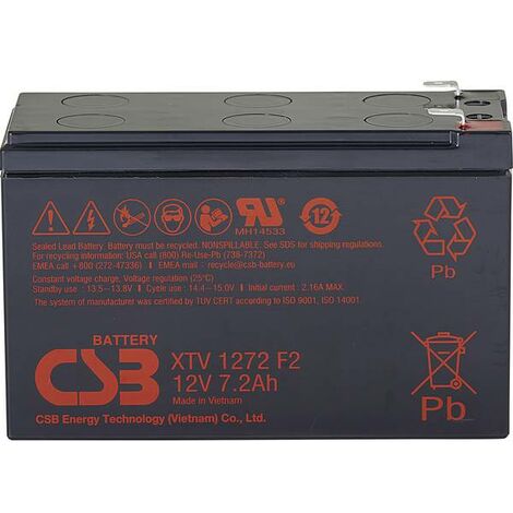 CSB Battery XTV1272 XTV1272 Batteria al piombo 12 V 7.2 Ah Piombo