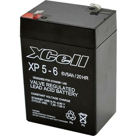 XCell XP 5 - 6 XCEXP56 Batteria al piombo 6 V 5 Ah Piombo-AGM (L x A x P)  70 x 107 x 47 mm Spina piatta 4,8 mm Esente da
