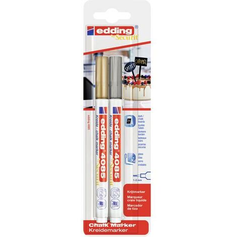 Edding e-4085/2 4-4085-2-15354 Marcatore a gesso Oro, Argento 1 mm, 2