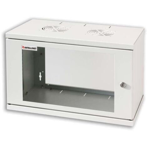 Armadio Rack 19'' 9 Unità Da Muro - 485x540x450 Mm, Grigio, Porta In Vetro, Capacità 50 Kg, Per Reti IT