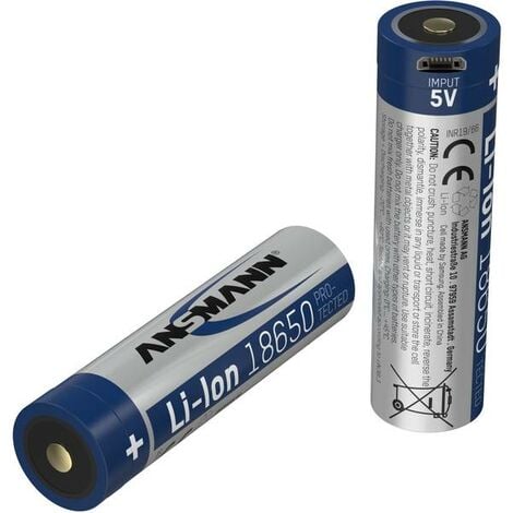  2x Batterie 18650 Li-ion Polo Piatto 3.7