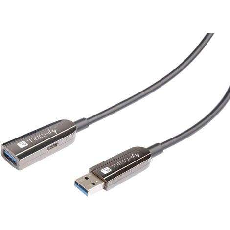 TECHLY Cavo Ottico Attivo USB 3.0 SuperSpeed AOC USB A M/F 20m Nero Nero 20  m