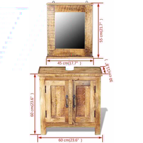 Bathroom Vanity Cabinet with Mirror Solid Mango Wood vidaXL