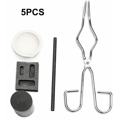 5 PCS Résistant À La Chaleur Lingot Moule Outil De Coulée Fondre Or Argent Four Kit Ferraille Bijoux Métal Or Fusion Affinage Forge Ensemble Graphite Fonderie Creuset pour Fusion Expérience Chimique